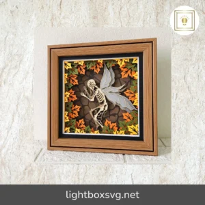 Dead Fairy Shadow Box SVG, 3D Halloween Skeleton Fairy Papercut