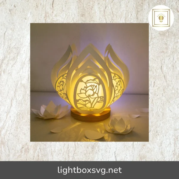 Lotus Paper Lantern SVG, DIY Floral Lantern Cutting Template for Cricut & Silhouette