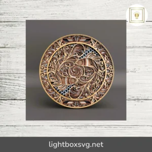Timeless Koi 3D Mandala SVG, Layered Koi Fish Laser Cut File