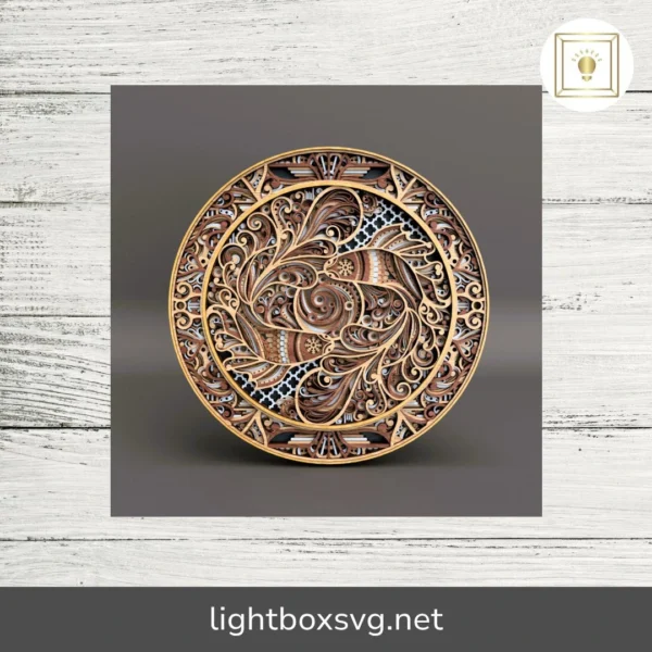 Timeless Koi 3D Mandala SVG, Layered Koi Fish Laser Cut File