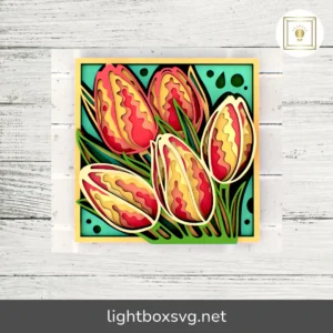 Tulip 3D Zentangle SVG, Layered Papercraft Files for Cricut, CNC Router & Laser Cutting