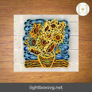 Van Gogh Sunflowers 3D Mandala SVG, Multilayer Laser Cut Files