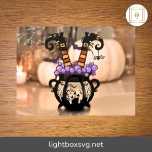 Witch Cauldron Lantern SVG, Spooky Lamp SVG for Halloween Decor