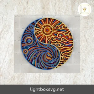 Yin and Yang Day & Night 3D Mandala SVG, Multilayer Laser Cut Files