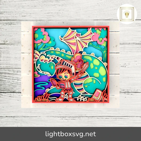 Young Knight and Dragon 3D Mandala SVG, Layered Cut Files for Cricut, Laser, CNC